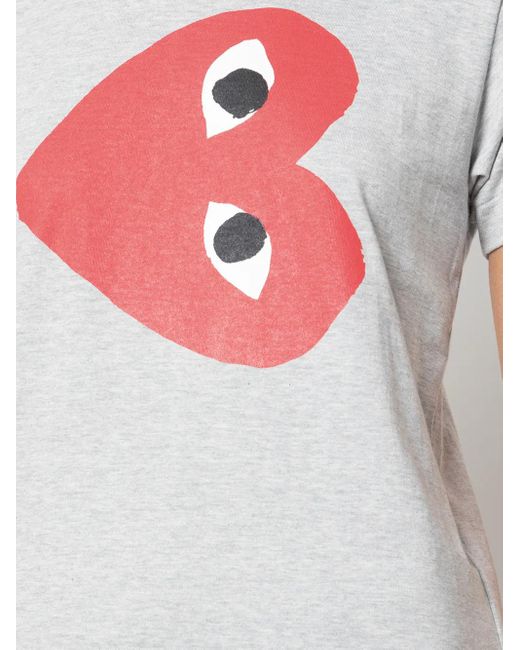 COMME DES GARÇONS PLAY Gray Contrast Logo T-Shirt