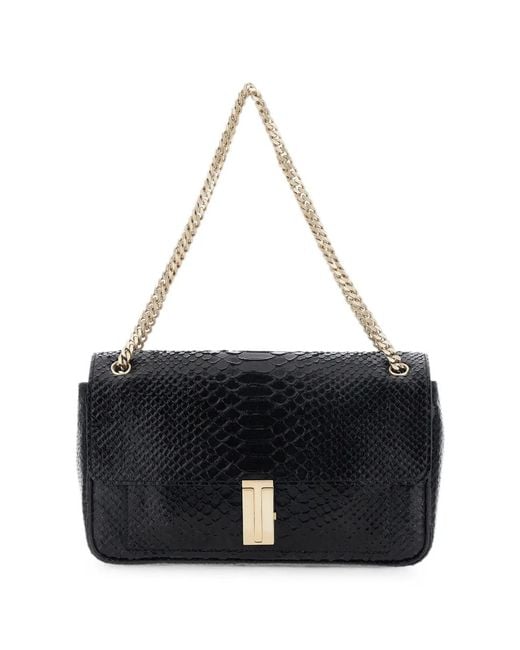 Tom Ford Black T-Twist Snakeskin-Effect Shoulder Bag