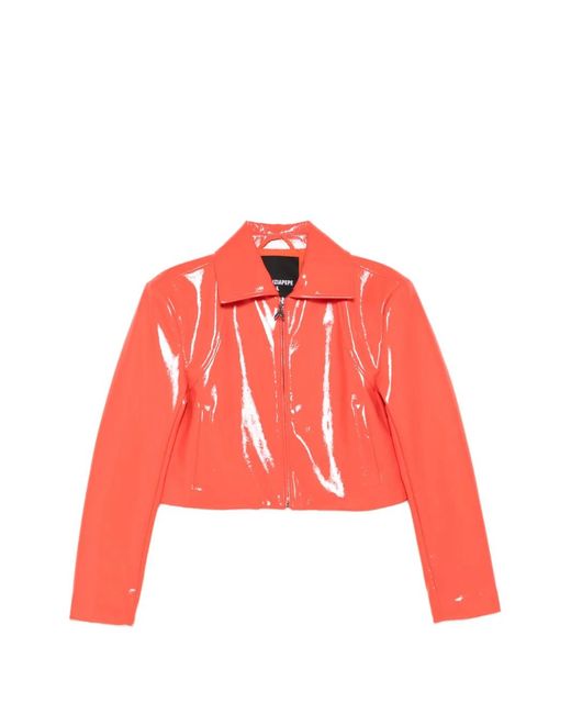 Patrizia Pepe Red Cropped Biker Jacket