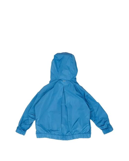 Max Mara Blue Hooded Box-Pleat Jacket