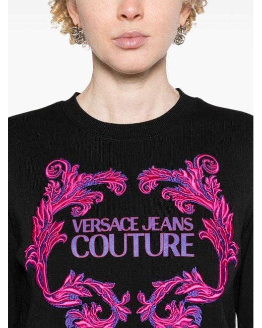 Versace Katoenen Sweater Met Logoprint in het Black