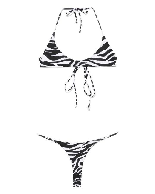 The Attico White Zebra Print Bikini