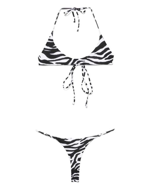 The Attico White Zebra-Print Bikini