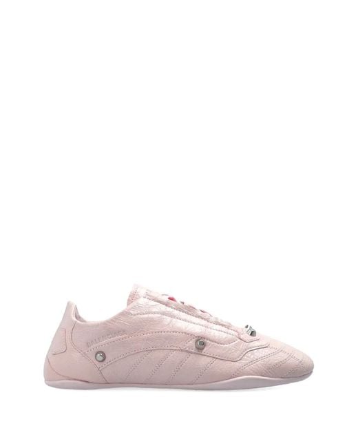 Balenciaga Pink Studded-Detail Sheepskin Trainers