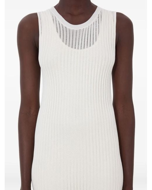 Vestido largo Icaria de punto semitranslúcido Loulou de Saison de color White