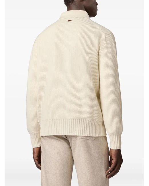 Tod's White Ribbed-Knit Cardigan for men