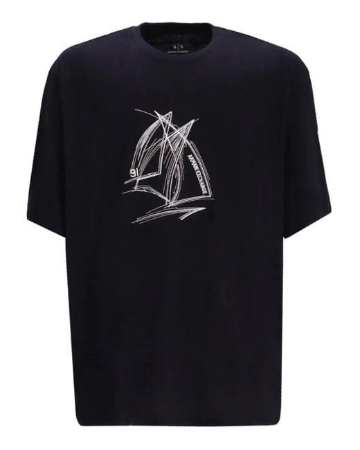 T-Shirt Con Stampa di ARMANI EXCHANGE in Black da Uomo