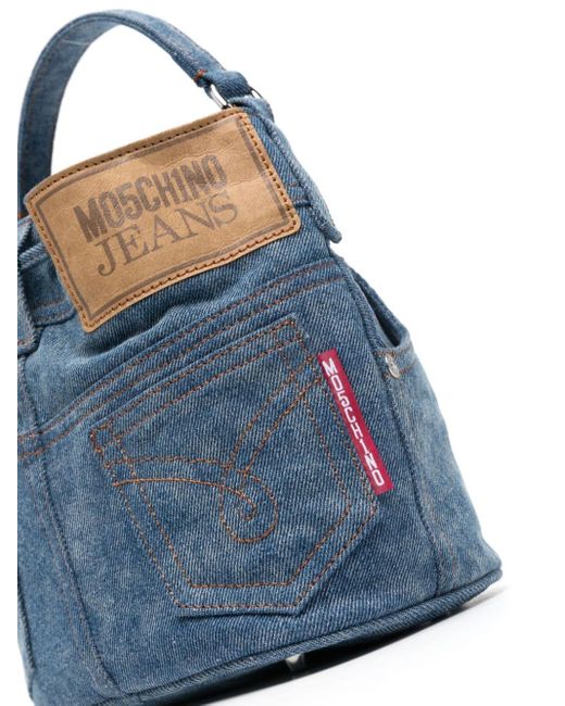 Moschino Jeans Denim Bucket-tas in het Blue