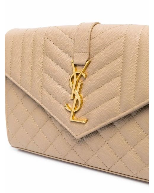Saint Laurent Natural Cassandre Chain Wallet
