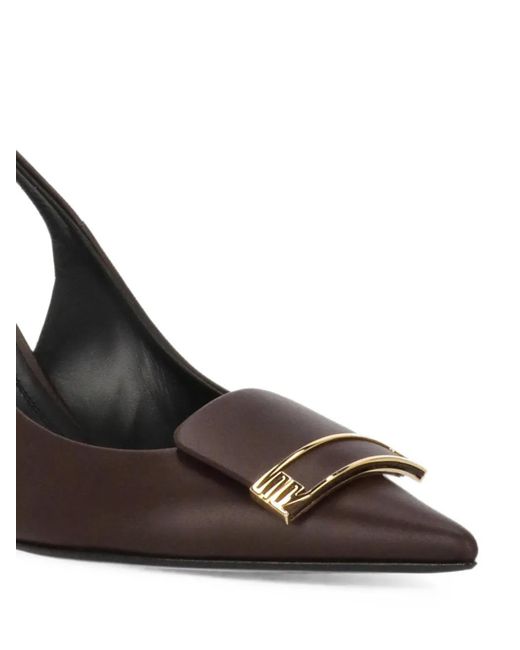 Sergio Rossi Metallic Sr Evolv Plaque-Detail Pointed-Toe Slingback Pumps