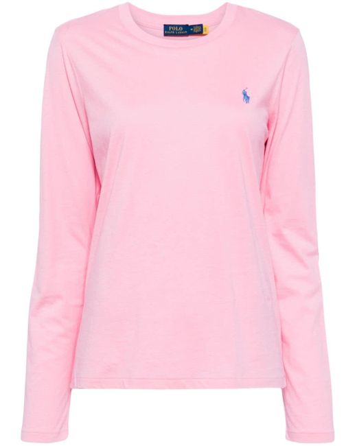 Polo Ralph Lauren Pink Logo-embroidered Cotton T-shirt