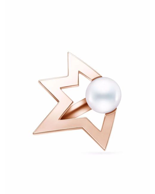 Bijou D'Oreille Collection Line Comet Plus En Or 18Ct À Perle Tasaki en coloris White