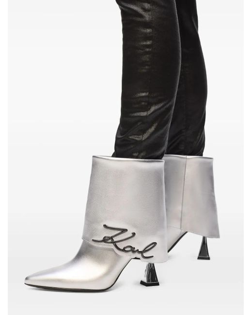 Karl Lagerfeld Gray Exclusive Debut Ii Fold-Down Ankle Boots