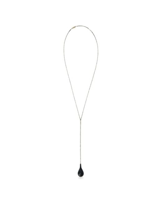 Totême White Large Onyx Teardrop-Pendant Necklace