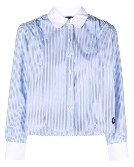 Maje Blue Embroidered-logo Cotton Shirt