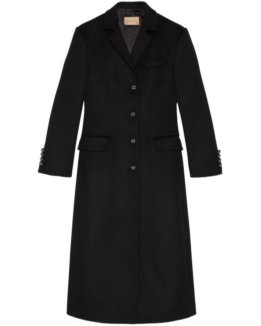 Manteau en laine à détail de mors Gucci en coloris Black
