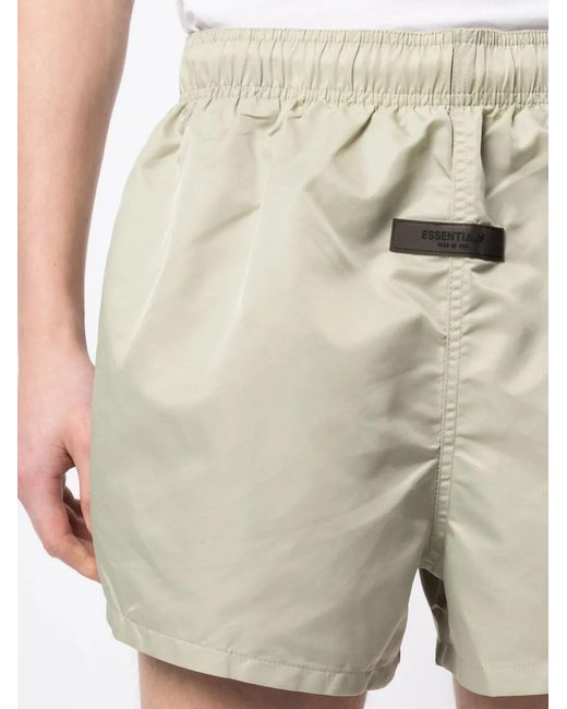 Fear Of God White Essentials Logo-Patch Shorts for men