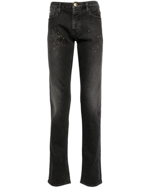 Emporio Armani Black Mid-rise Straight-leg Jeans for men