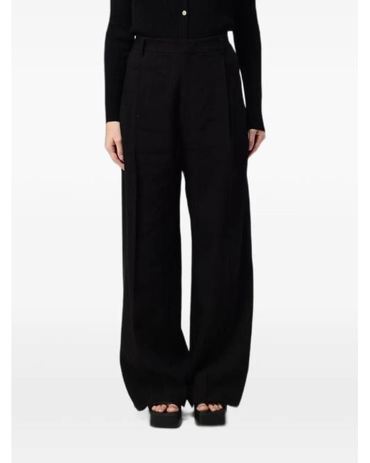 Tela Black Twill Wide-Leg Trousers