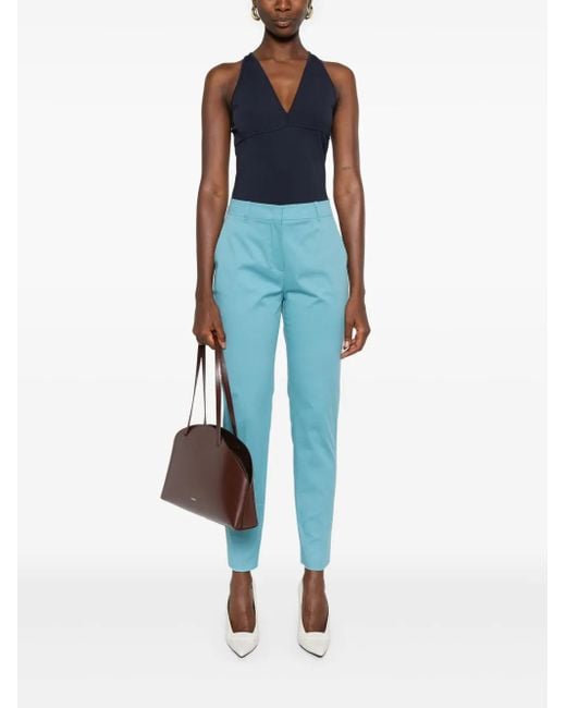 Max Mara Blue Stretch-Cotton Pants