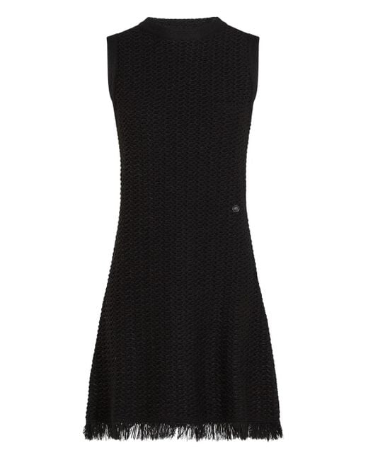 Karl Lagerfeld Black Minikleid Mit Fransensaum