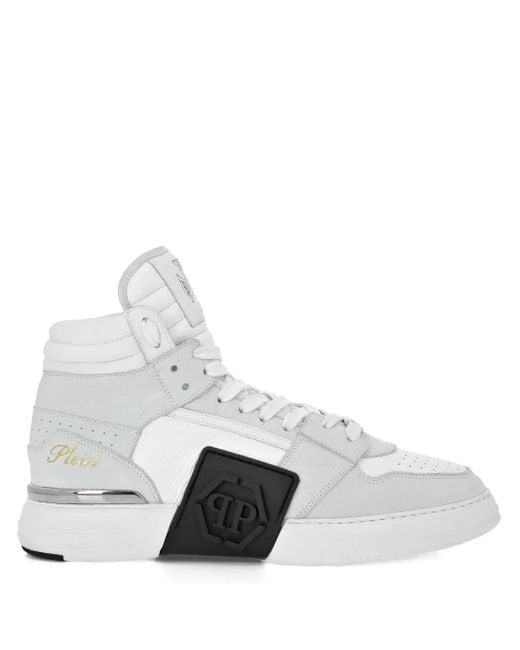 Philipp Plein Phantom Kicks ミッドトップ レザースニーカー White
