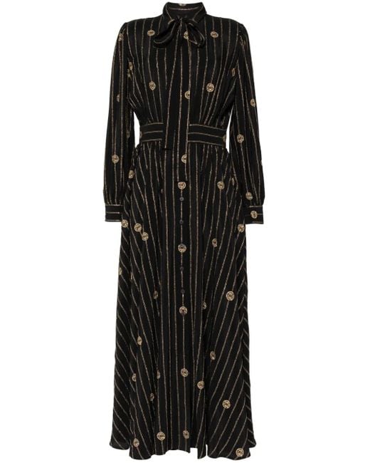 Elie Saab Black Kleid Mit Metallic-Nadelstreifen