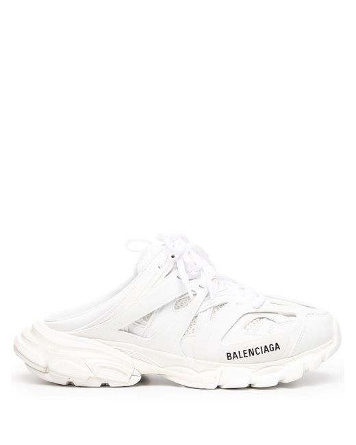 Balenciaga Track Muiltjes Met Veters in het Wit - Lyst