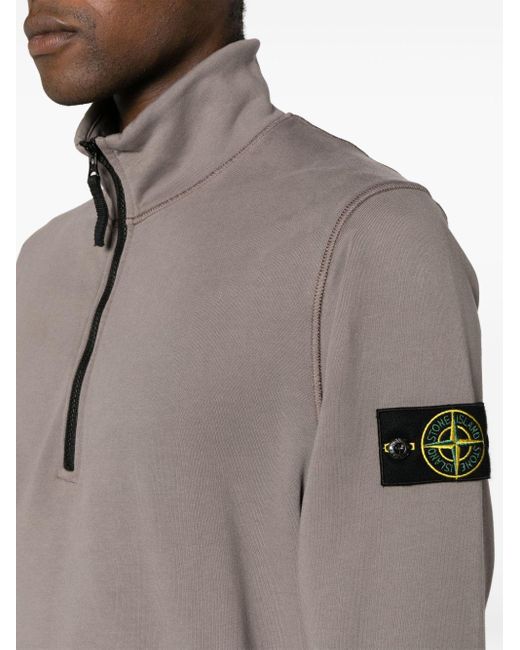 Stone Island Gray Compass-badge Half-zip Sweatshirt for men