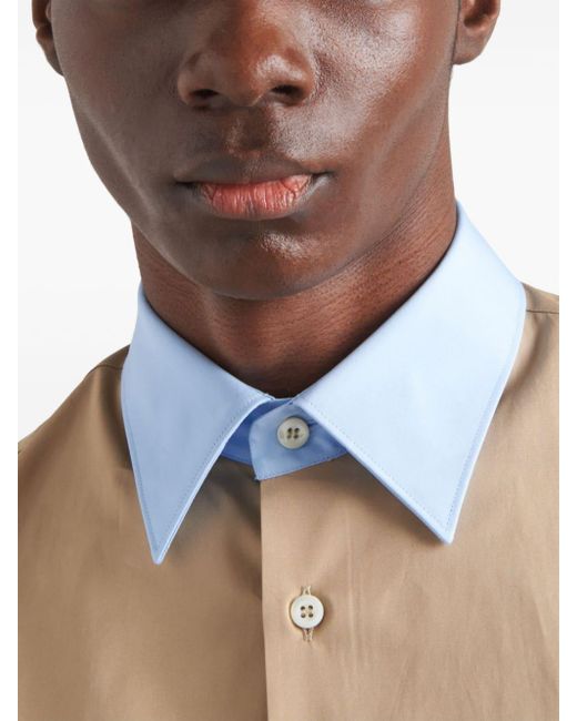 Prada Natural Long-sleeve Cotton Shirt for men