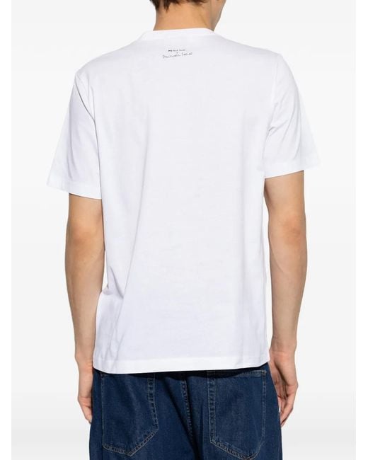 Paul Smith White Logo-Print Cotton T-Shirt for men