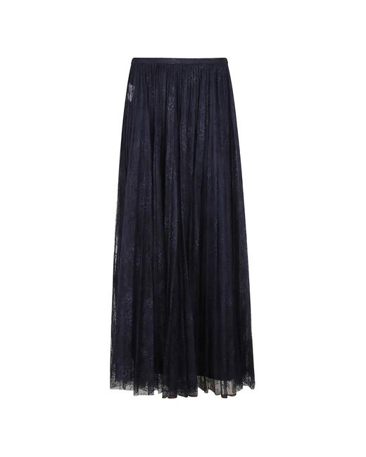 Alberta Ferretti Blue Lace Pleated Skirt