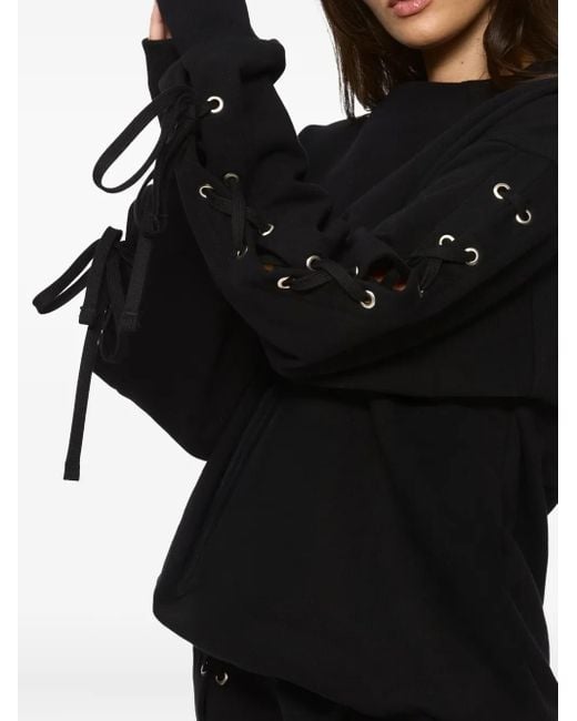 Hamza Black Eyelet Tie Sweatshirt