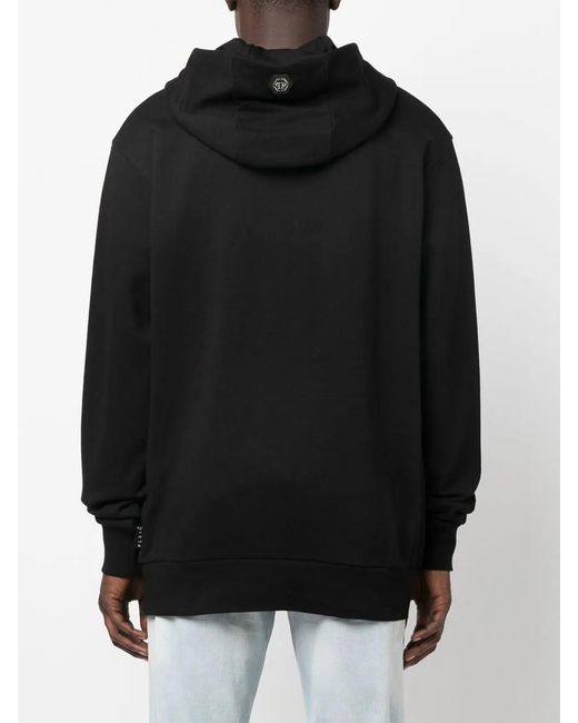 メンズ Philipp Plein スカルプリント パーカー Black