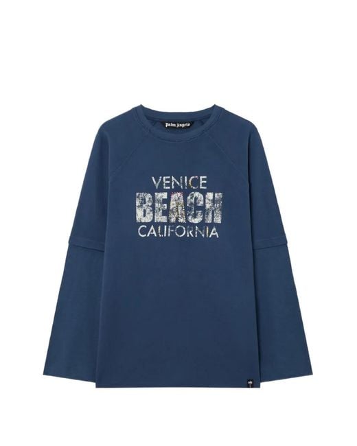Palm Angels Blue Cali Vibes Layered Tee for men