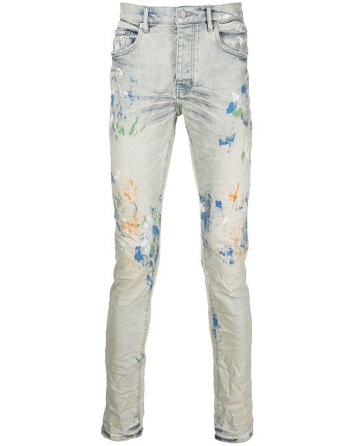 Purple Brand Denim Fadedwash Paintsplatter Skinny Jeans in Grey (Grey