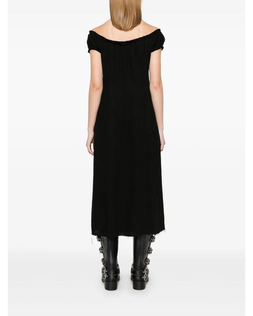 Elena Velez Black Frayed Midi Dress