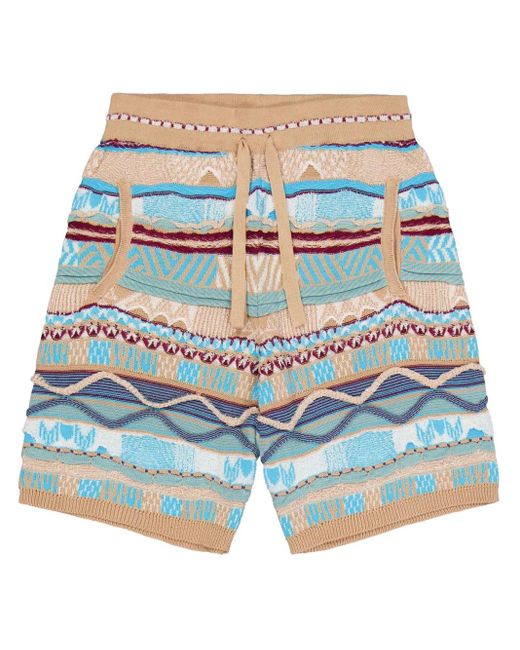 Laneus Blue Jacquard Shorts for men