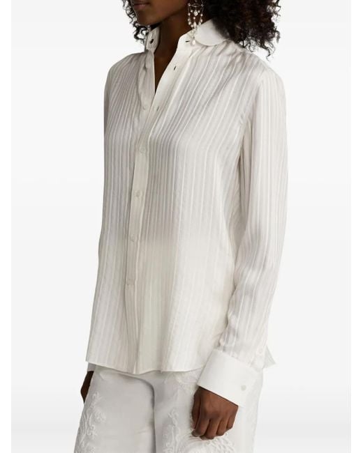 Ralph Lauren White Pinstripe Button-Up Shirt