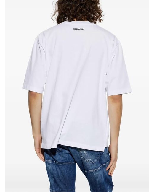 DSquared² White Flag-Patch T-Shirt for men