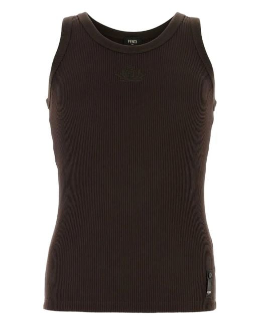 Ribbed tank top Fendi de hombre de color Black