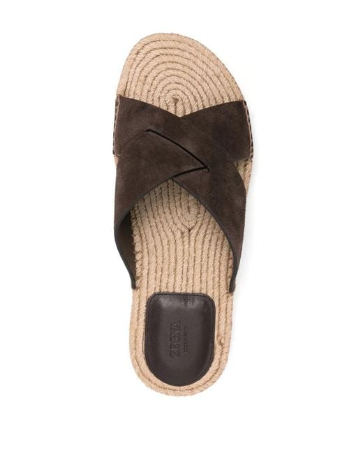 Zegna Brown Slip-On Suede Espadrilles for men