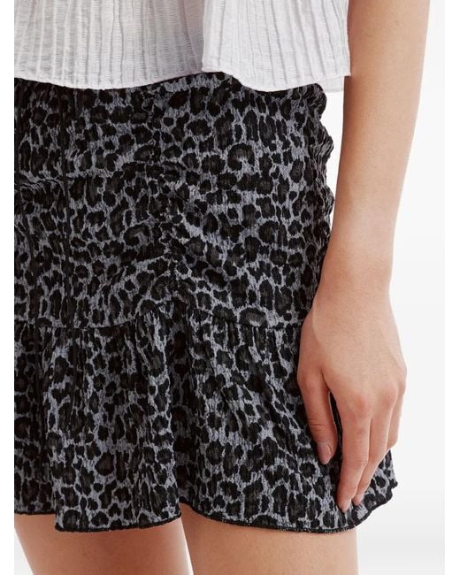 B+ AB Blue Leopard-Print Ruffled Mini Skirt