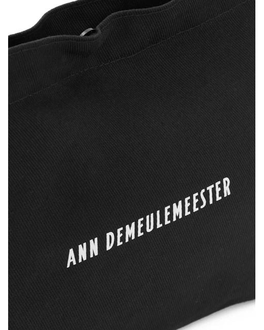 Ann Demeulemeester Black Small Cotton Shoulder Bag