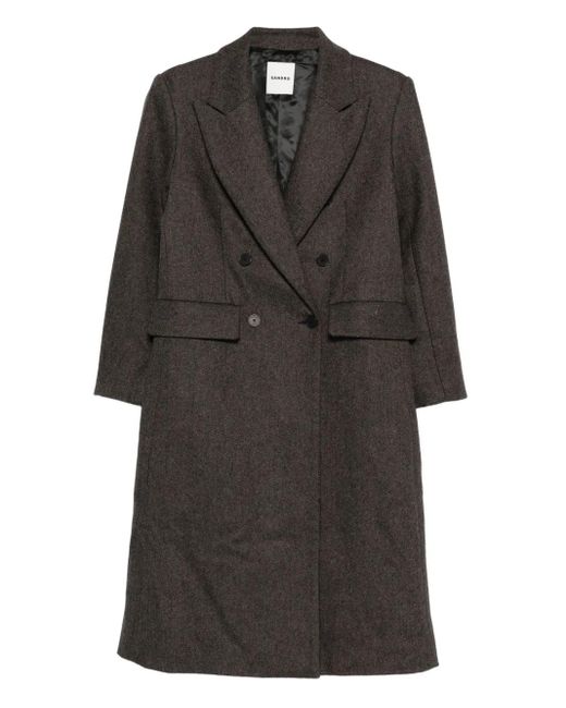 Sandro Gray Buttoned Double-Breasted Coat