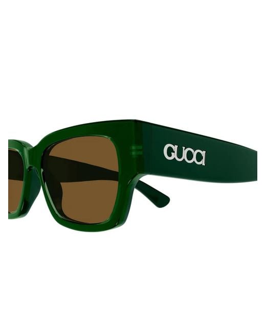 Gucci Green Rectangle-Frame Sunglasses