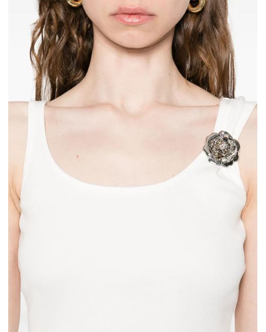 Blumarine フローラルブローチ トップ White