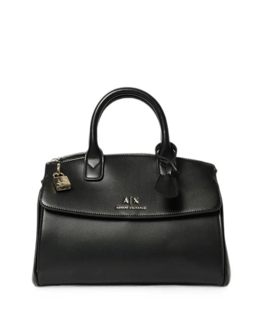 Emporio Armani Black Logo-Lettering Tote Bag