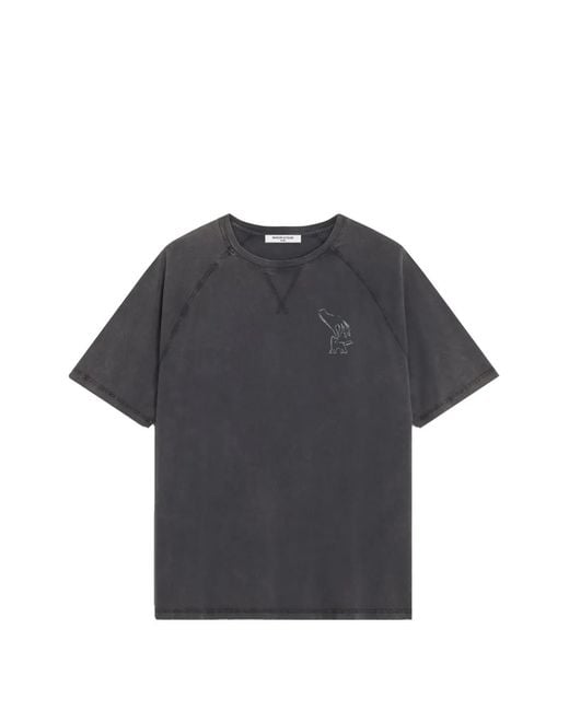 Maison Kitsuné Gray Fountain Stamp-Printed Faded T-Shirt for men