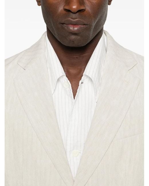Barena White Herringbone Single-Breasted Blazer for men
